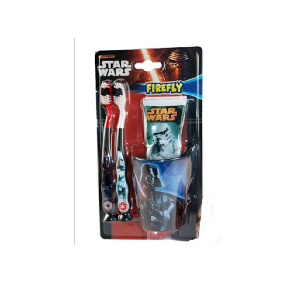 Disney Star Wars Firefly Dental Gift Set 2 x Toothbrush Toothpaste 75ml & Beaker