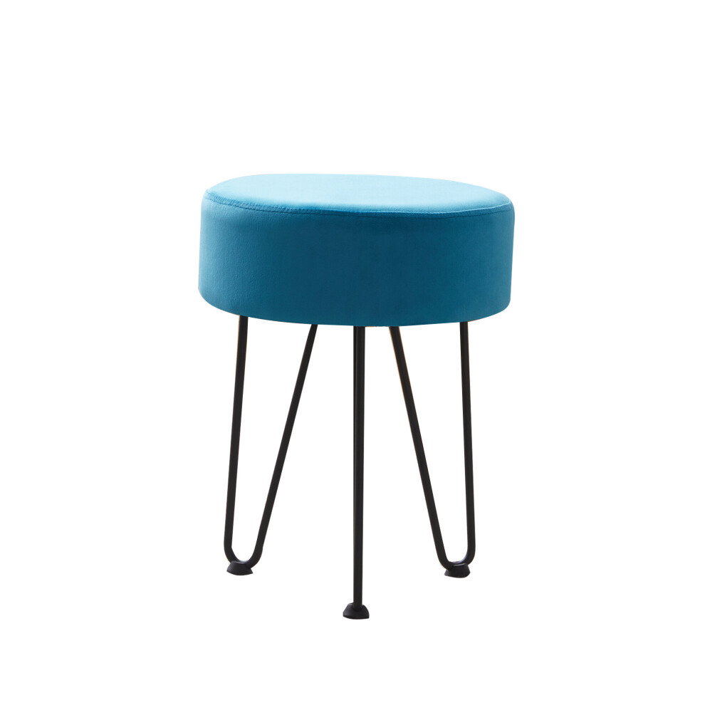 (Teal , BLACK ) Round Velvet Stool Modern Footstool Ottoman Living Room Bedroom Home Decor Dressing Table Decorative Seating
