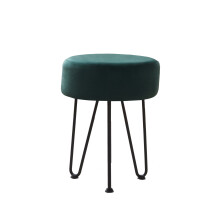 (Green , BLACK ) Round Velvet Stool Modern Footstool Ottoman Living Room Bedroom Home Decor Dressing Table Decorative Seating