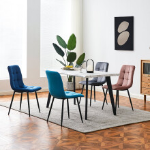 (Pink) MOF Florence Velvet Dining Chairs Sturdy Metal Legs