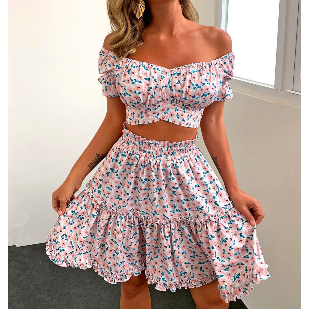 Floral Mini Skirt And Off Shoulder Top Two Piece Set Women Summer