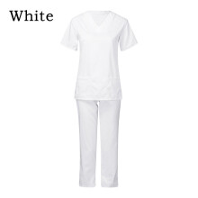V-neck Nursing Scrub Uniforms Salon Spa Pet Grooming Institution Work Clothes Solid Short Sleeve Tops Pants Medical Suits