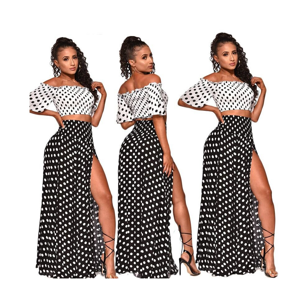 Women dot crop long skirt two piece set beach holiday tops skirts 2 piece skirts set women's suits loose sexy-image-OPC-PBQM6XR-NEW
