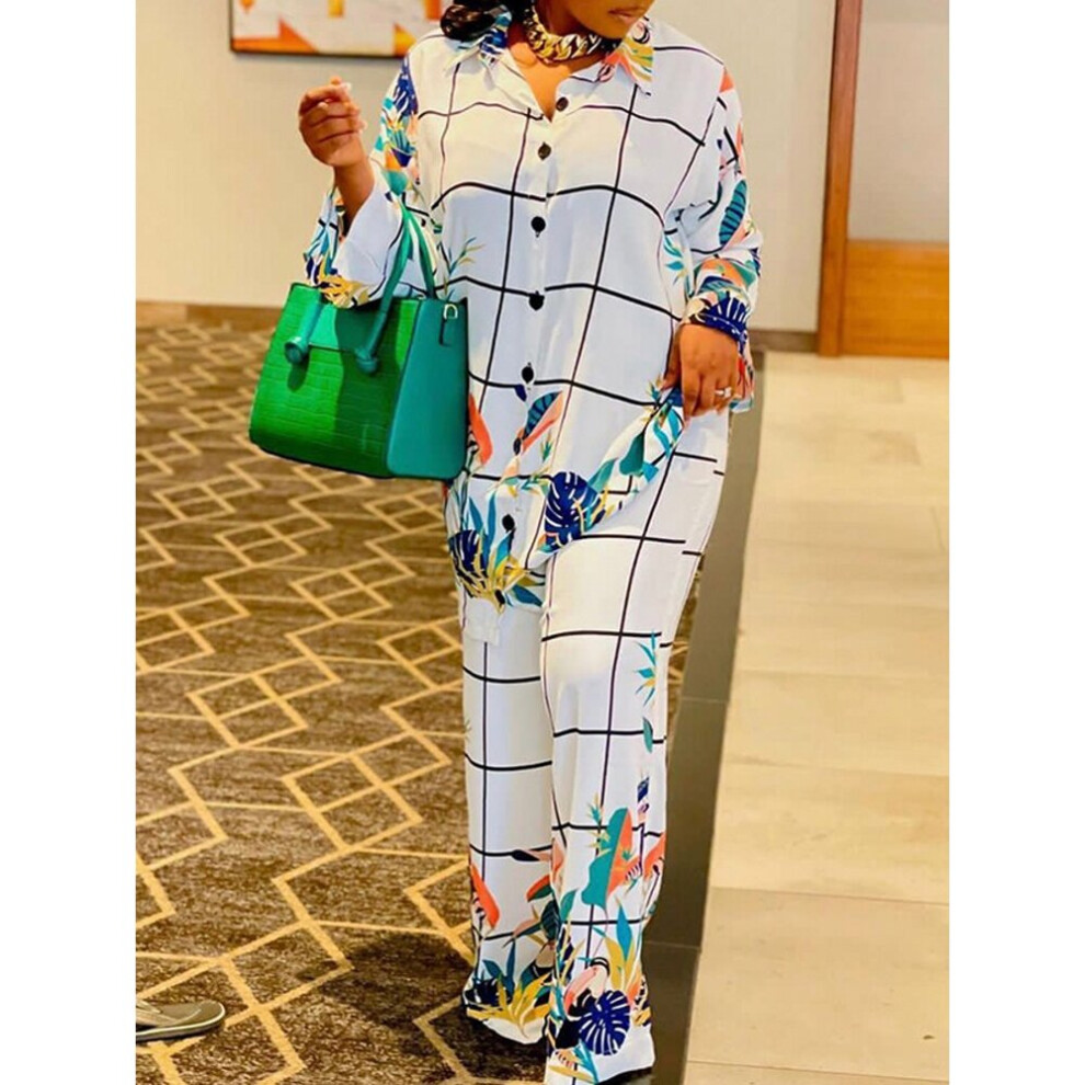 2 Pieces Women's Sets Summer Autumn Flower Print Blouse Shirt Suit Tops And Pants Suits Two Piece Set Tracksuit Outfit-image-OPC-PBQM8YP-NEW