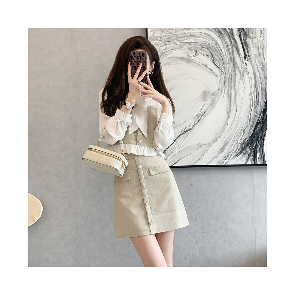 Women Sets Blouses Patchwork Ruffles Skirts Mini Button Sweet Spring Casual Retro Outfits-image-OPC-PBQM9PZ-NEW