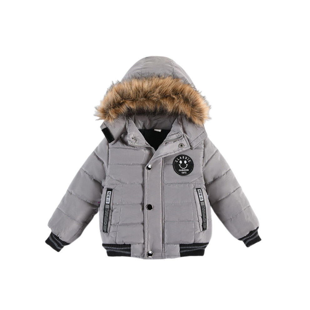 (Grey, 1-2 Years) Baby Kids boys Coat Jacket Padded Puffer Warm UK