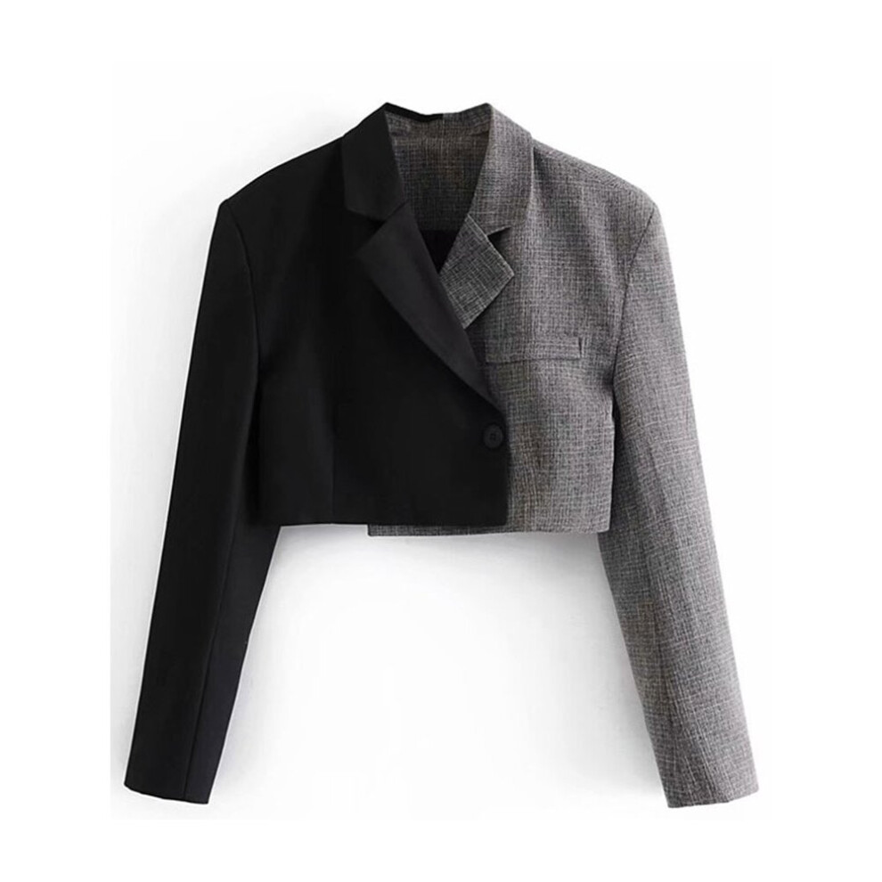 Women's Suit Cropped Blazer+Skirt Office Lady Pocket Decoration Patchwork Cropped Blazer Suits With Skirt-image-OPC-PBQMCBZ-NEW