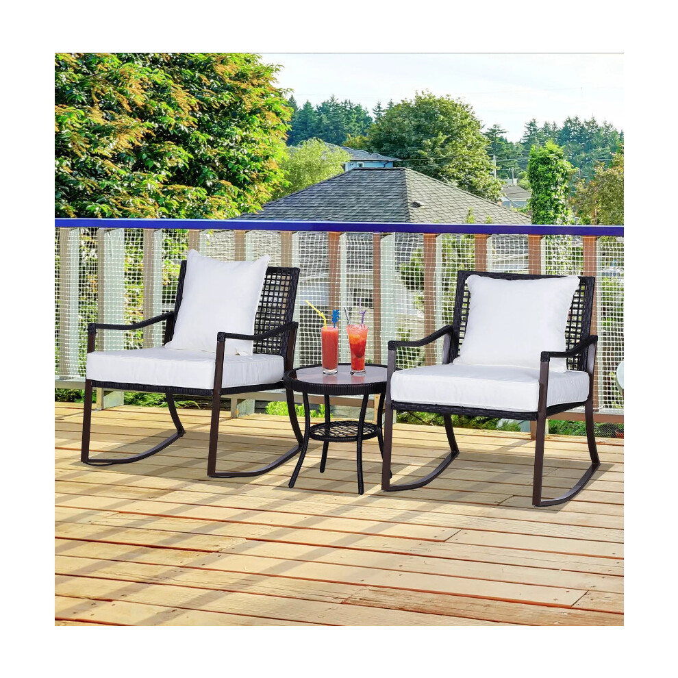 Rocking Garden Set Conservatory Patio Furniture Rattan Bistro Sofa Chair Table