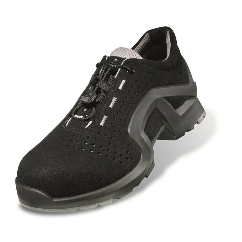 (10.5 UK/45 EU, Black/Grey) UVEX 1 Safety Trainers Lightweight Metal-Free ESD-Rated Airport Safe S1 SRC