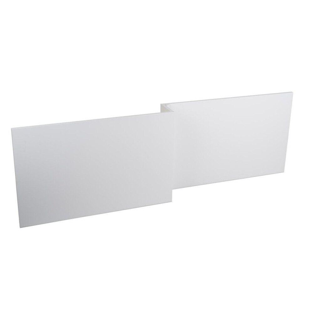 (1700mm L Shape Front Panel) Aquariss Gloss White Wood MDF Shower Bath Panel