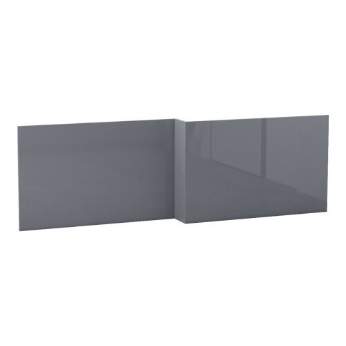 (1700mm L Shape Front Panel) Aquariss Bathroom Gloss Grey Moisture Resistant Wooden Adjustable Height Bath Panel
