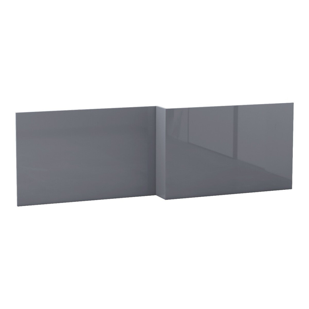 (1700Mm L Shape Front Panel) Aquariss Bathroom Gloss Grey Moisture Resistant Wooden Adjustable Height Bath Panel 5056391910744