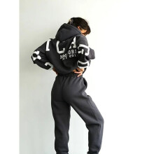 Letter Casual Two Piece Set Women Fleece Hooded Long Sleeve Women's Tracksuit Autumn Winter Ladies Sport Outfits