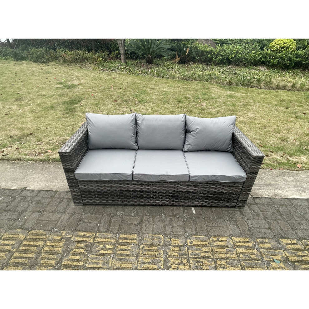 Fimous 3 Seater Rattan Lounge Sofa Patio Outdoor Garden Furniture With Seat And Back Cushion