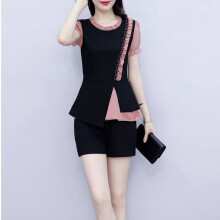 Women's Sweat Suits High-end Clothes Summer Thin Splicing Irregular Crop Tops And Shorts Pleated Two Piece Set