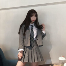 Girl Suit Korea Retro College Style Tie Shirt Blazer + Pleated Skirt Women Suits