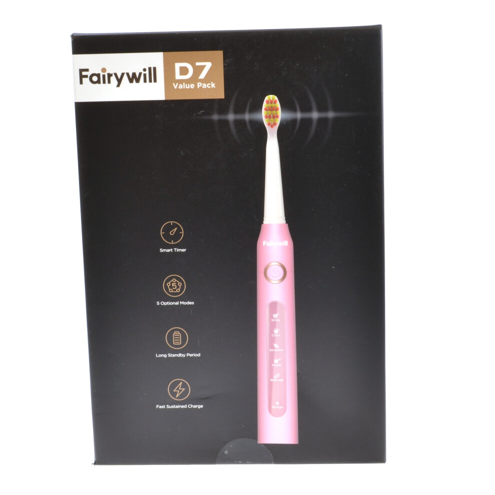 Fairywill D7 Value Pack Pink Sonic Electric Toothbrush (FW507)