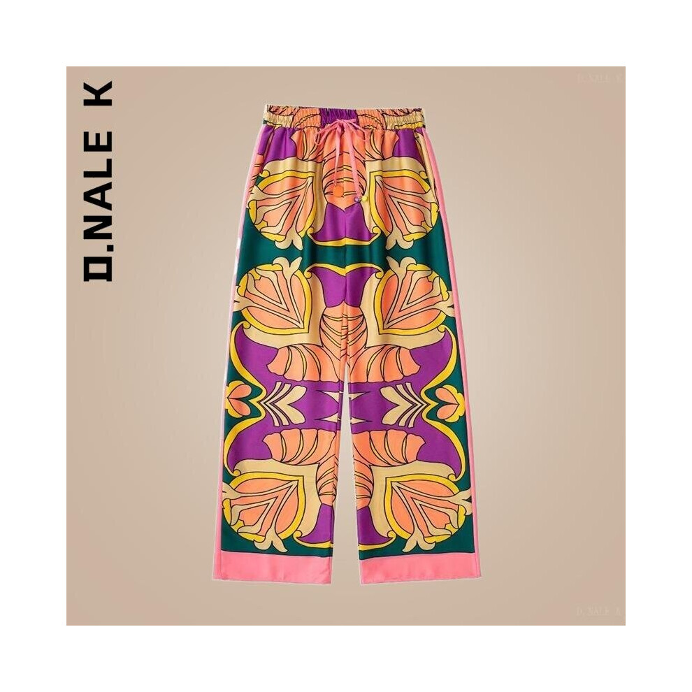 D.Nale K Women's Suit Print Elastic Waist Straight 2 Piece set Suit Casual Youth Vacation-image-OPC-PBQMSN7-NEW