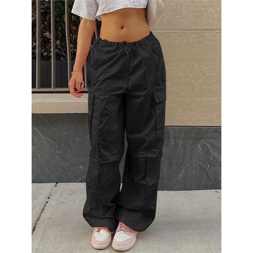 (Black-M) Casual Pants Parachute Pants Cargo Femme Loose Fit Sweatpants Trousers Streetwear Outfits Women Jogger Cargo Pants-image-OPC-PBQMSZ7-NEW