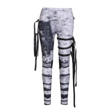 Goth Mesh Gothic trousers Hole Letter Print Pants Tights Street Pants Women Punk Dark Style Tight Pants trousers Gothic