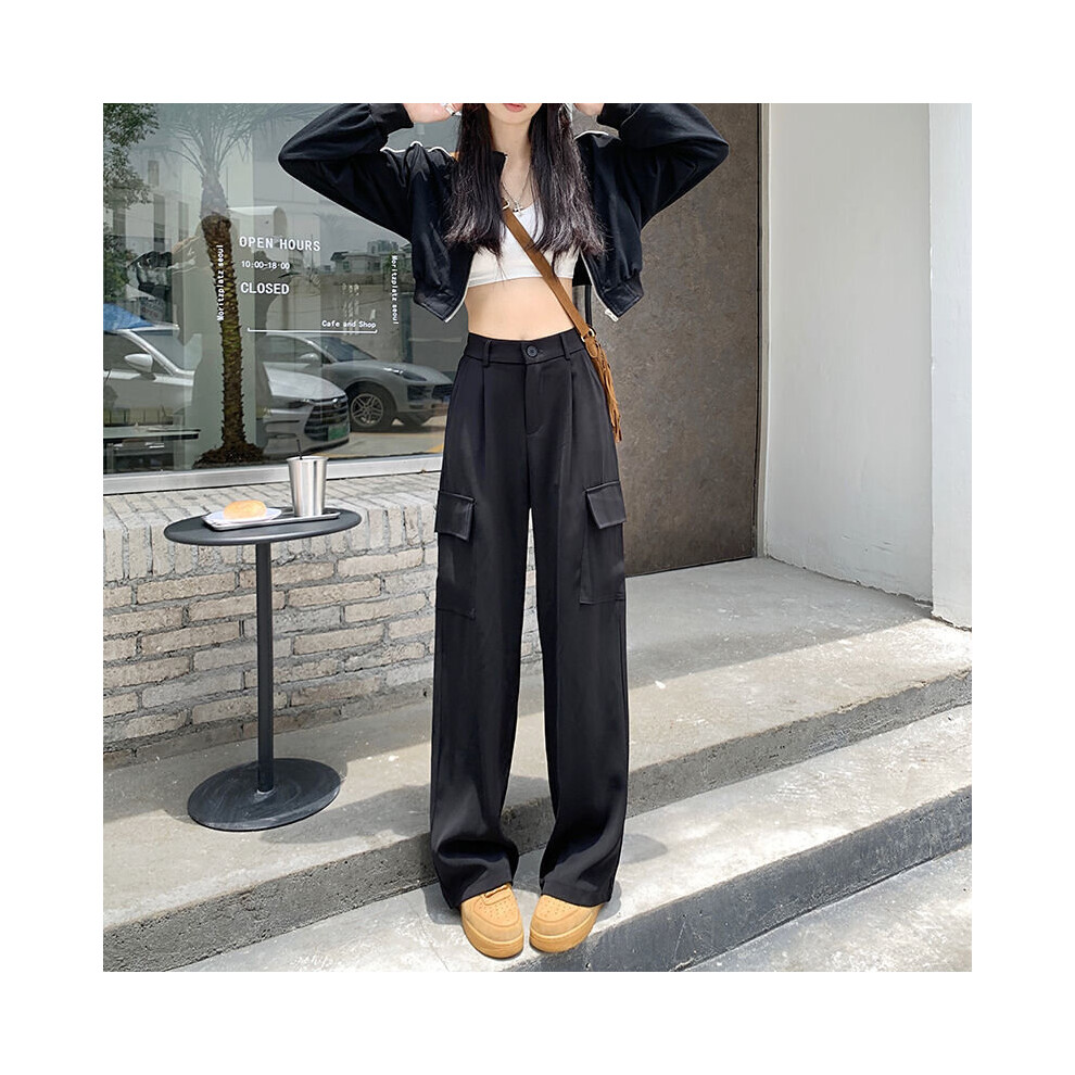 Pants Women Retro Couple Loose Streetwear Autumn Unisex Solid Female Full Length High Waist All-match Basic Casual Cargo Trouser-image-OPC-PBQMTKF-NEW