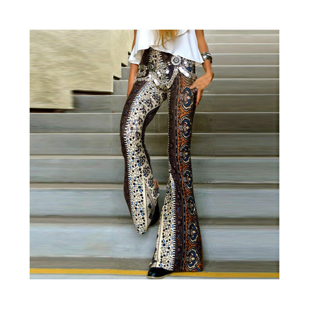 Summer Women's Boho Sexy Slim Leisure Loose Hippie High Waist Printed Wide Leg Long Flared Bell Bottom Pants Trousers-image-OPC-PBQMV6T-NEW