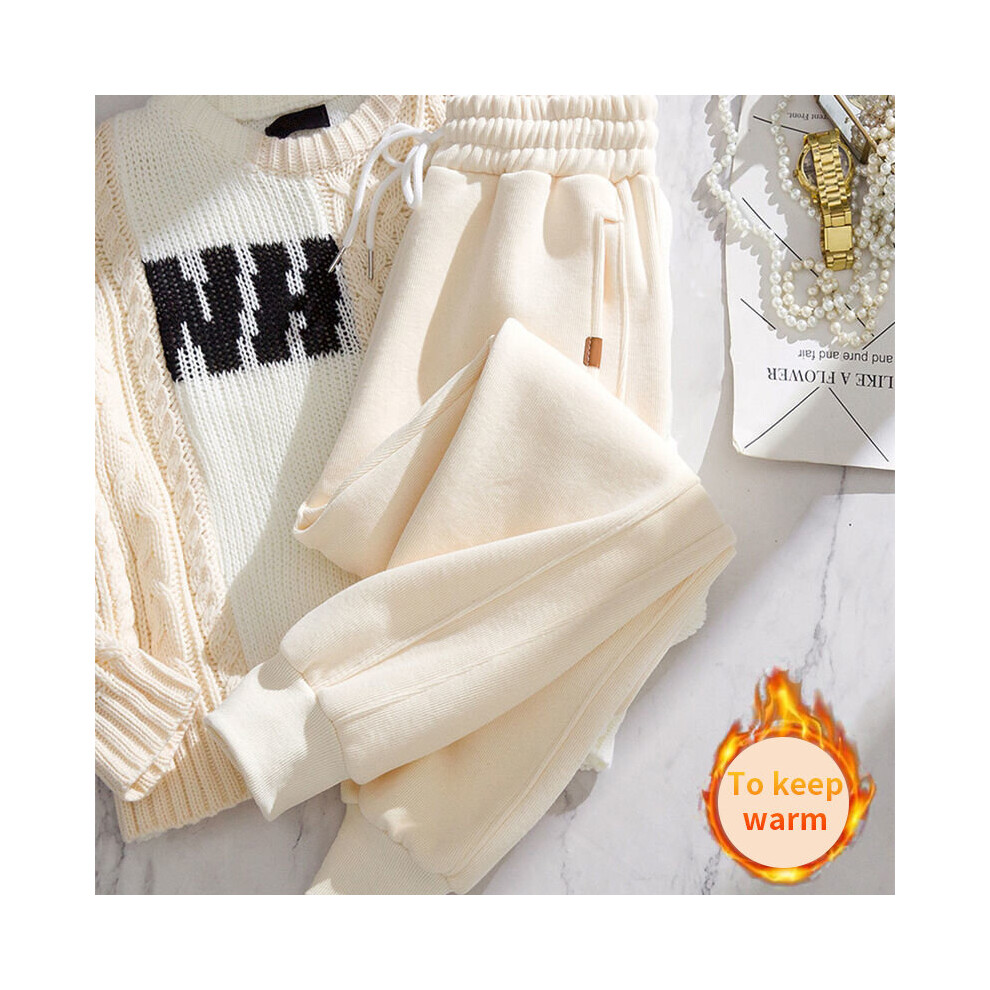 (B Beige-M 50kg 60kg) Women's Pants Pink Jogging Pants Women's Pants Loose Jogging Pants Jogging High-Waisted Thickened Athletic Casual Women's-image-OPC-PBQMW6P-NEW