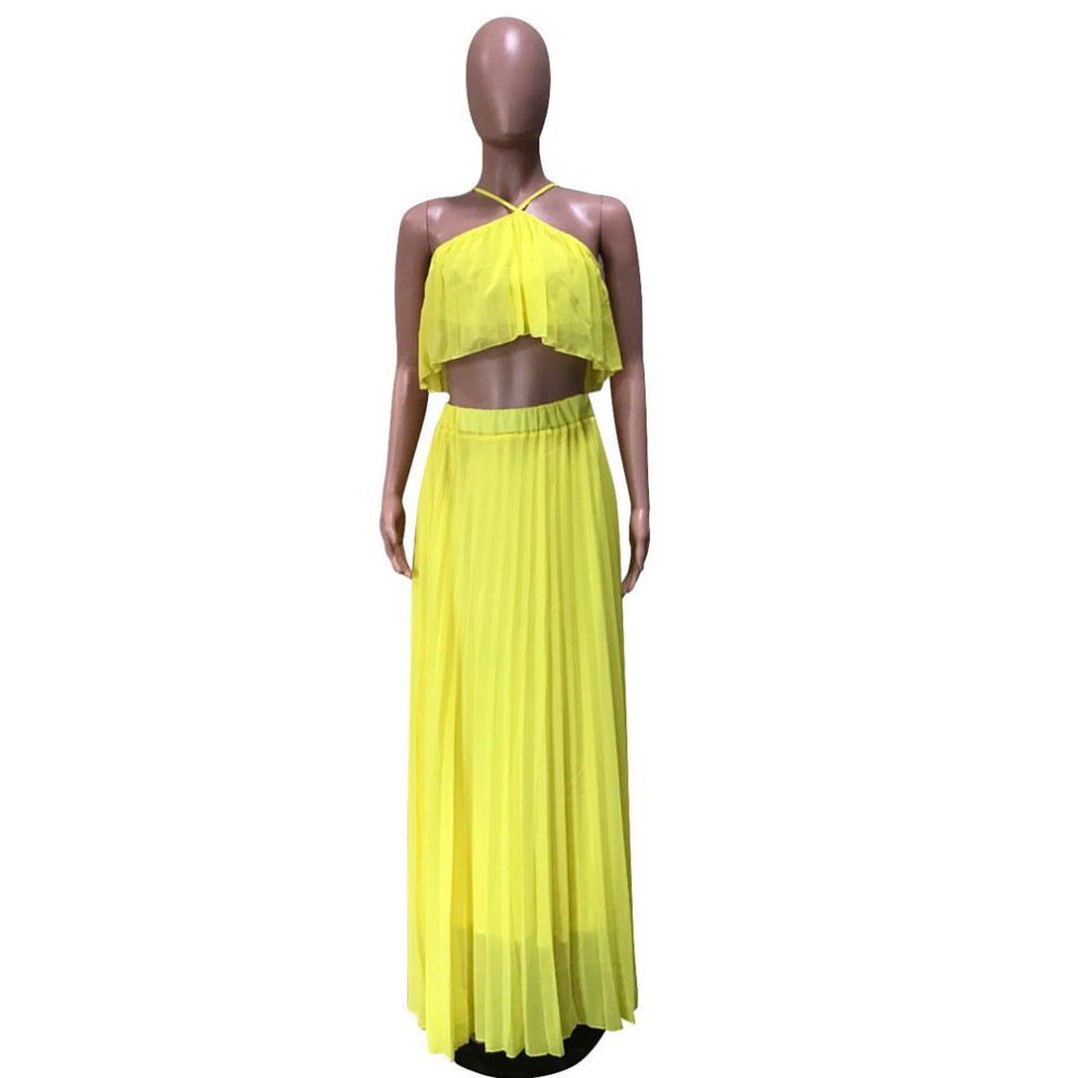 Long Skirt Set Allegra K Women's Tropical 2-Piece Wrap Crop Top