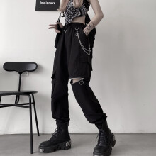 (Black-XXL) Dark Zipper Overalls Women Summer Version of The High Waist Slimming Straight Trousers Loose Casual Trousers