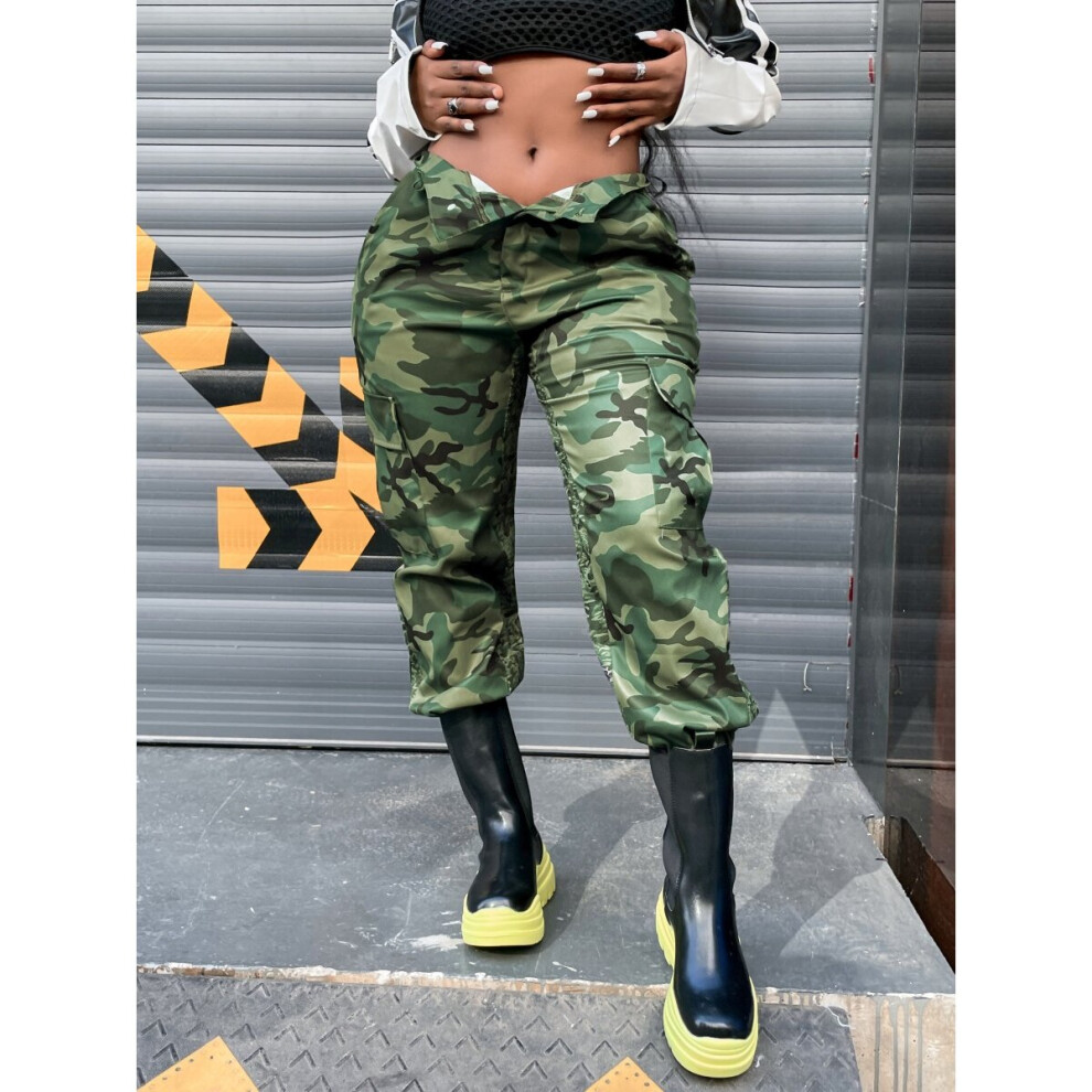 High Waist Camouflage Cargo Pants For Women Casual Straight