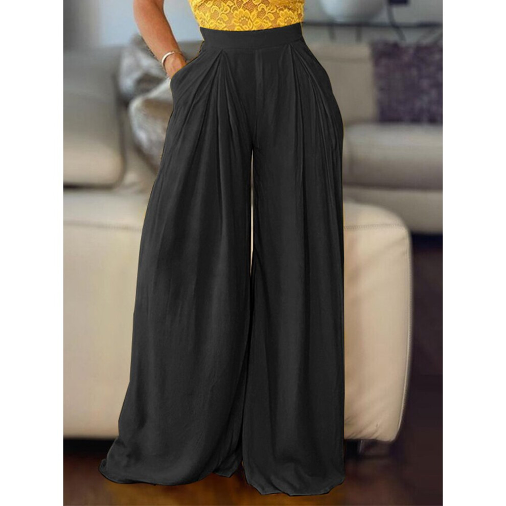 Women Pleated Wide Leg Pant Oversized Female Pantalons Palazzo Spring Summer Casual Solid Loose Knitted Long Pants 1-image-OPC-PBQMZGB-NEW