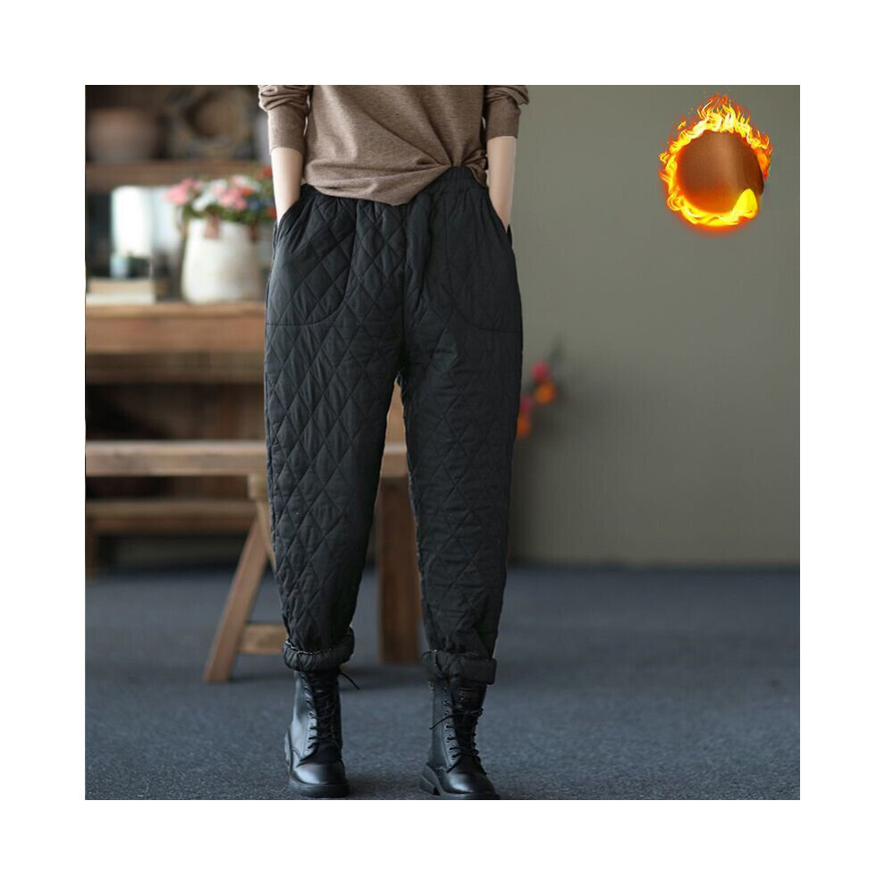 Woman Man Winter Down Cotton Pants Padded Quilted Pants Joggers