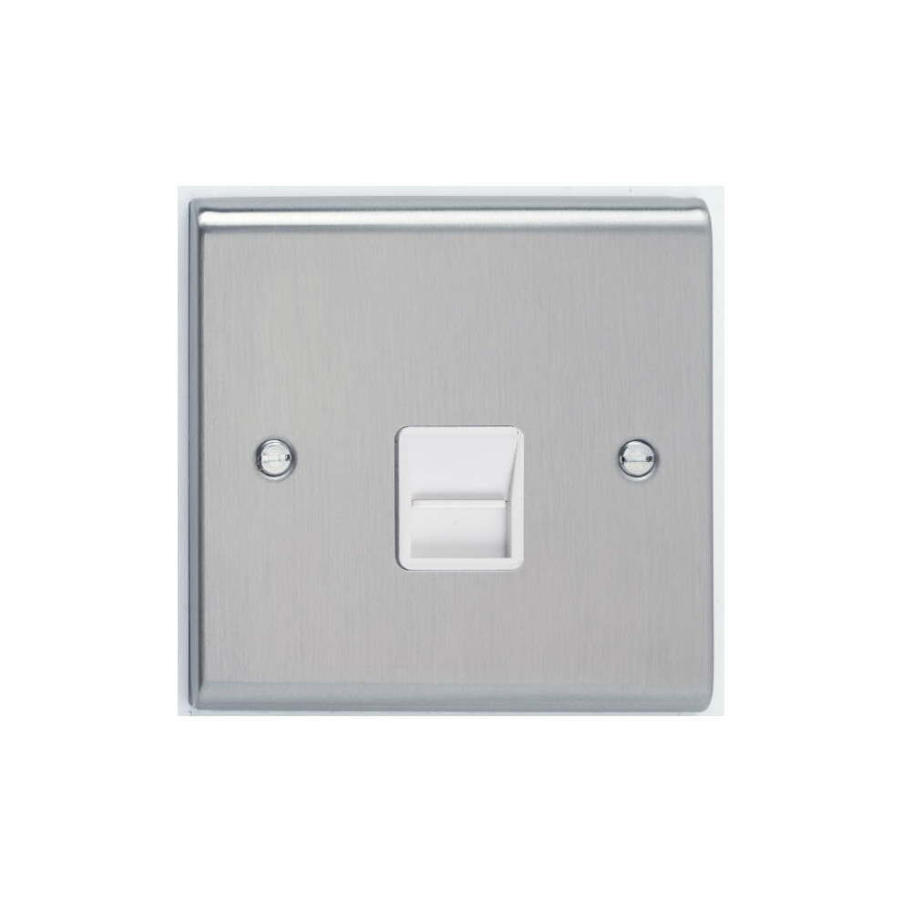 Deta Telephone Socket 1 Gang Secondary (Satin Chrome/White Insert) 5016211209410