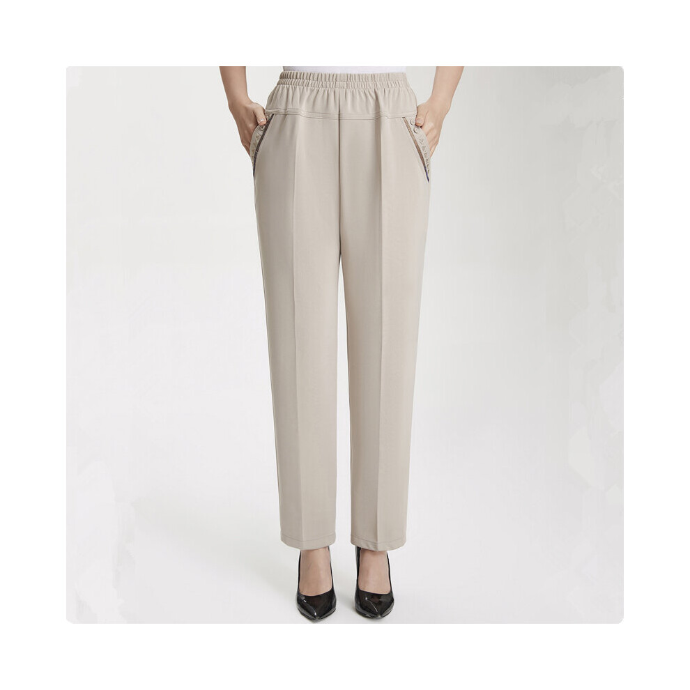 Summer Women Straight Pants High Waist Breathable Long Trousers Women Vintage Style Elastic Waist Summer Pants-image-OPC-PBQN298-NEW