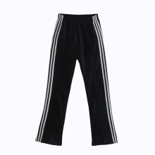 (black-M) Casual Girls Striped Sporty Long Pants Summer Ladies Sporty Women Knitted Pants
