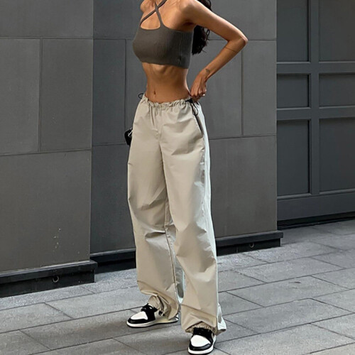 Autumn Women's Style Solid Drawstring Waist Casual Overalls 1