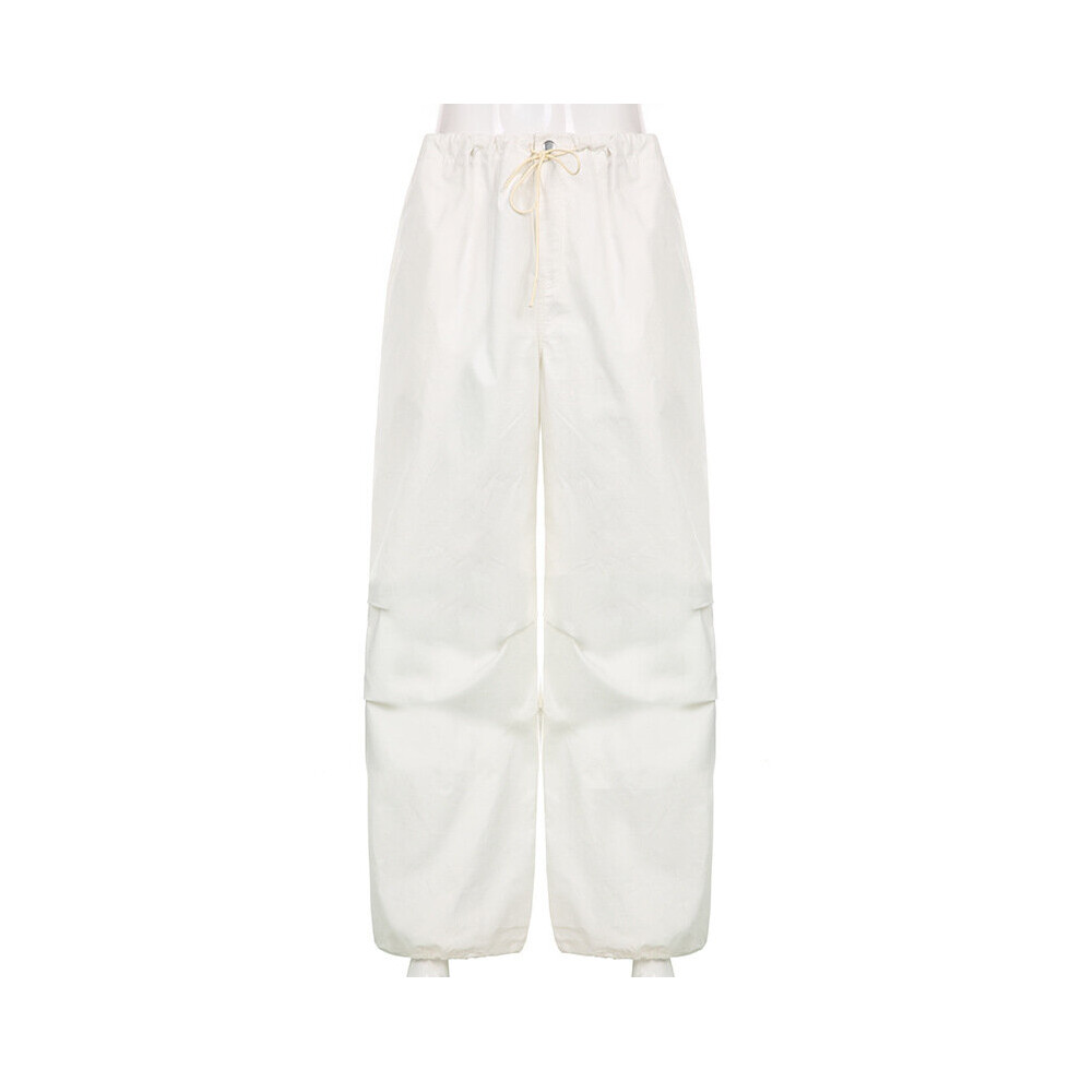 Vintage Y2k Green Low Waist Cargo Pants Casual Loose Hippie Drawstring Pockets Trousers Streetwear Tie Up Ruched Jogger Pants-image-OPC-PBQN2Q8-NEW