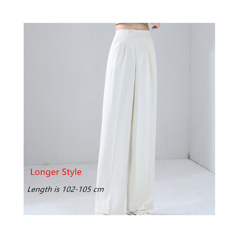 (white(longer) Beige-XXL) High Waist Wide Leg Women's Suit Pants Spring Summer Minimalism Straight Loose Trousers Female-image-OPC-PBQN2MY-NEW