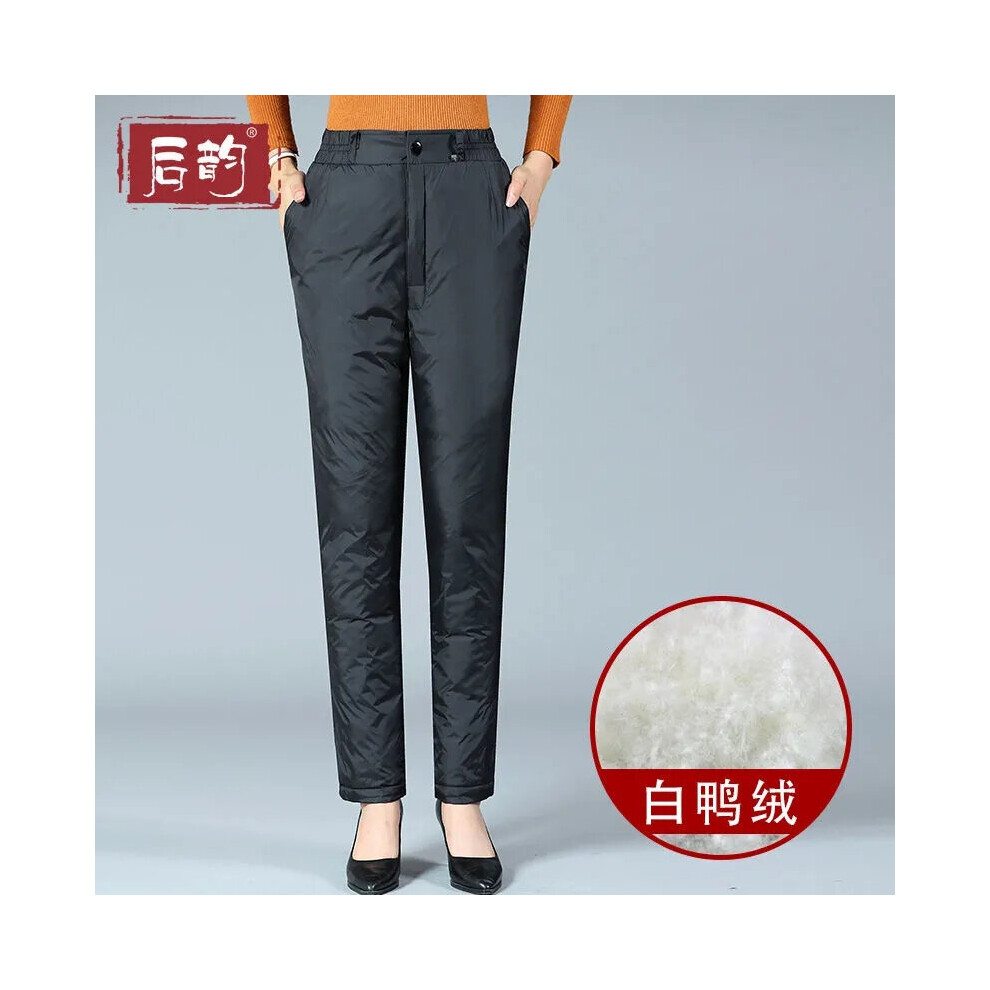 (black Beige-4XL) Women Down Pants Wear Winter Middle-aged Elderly Loose Warm Thick Cotton Pants High Waist Men And Female Duck Down Pants A8-image-OPC-PBQN68Z-NEW