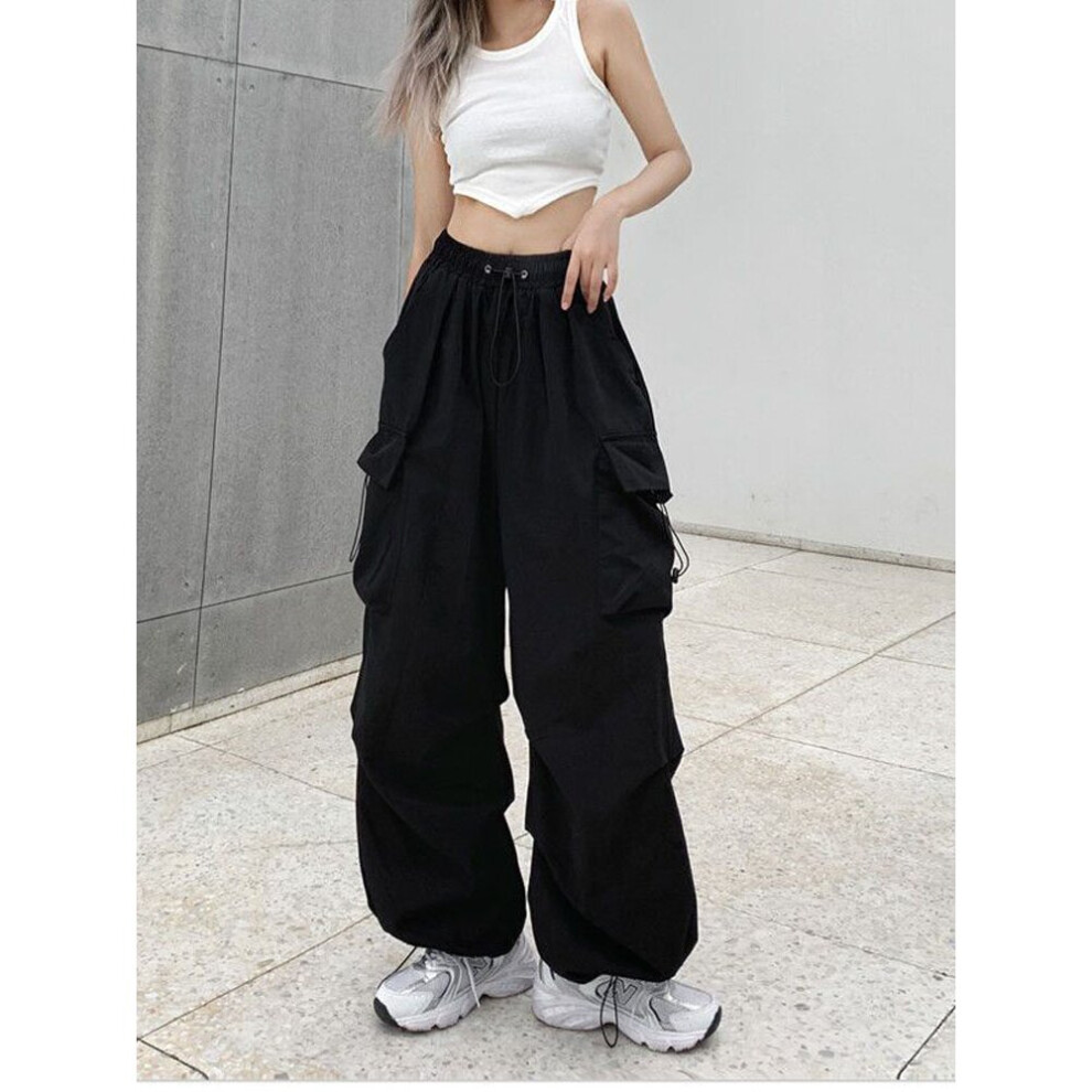 (Black-M) Y2k Streetwear Bf Trousers Oversize Jogging Techwear Sweatpants Harajuku Vintage Parachute Cargo Pants Women-image-OPC-PBQMWNF-NEW