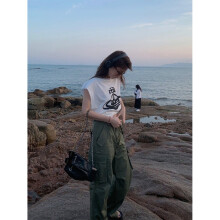 (1 Beige-XXXL) High Street Retro Pocket Overalls Army Green Women Loose High Waist Drawstring Sweatpants American Casual Y2K Woman Pants