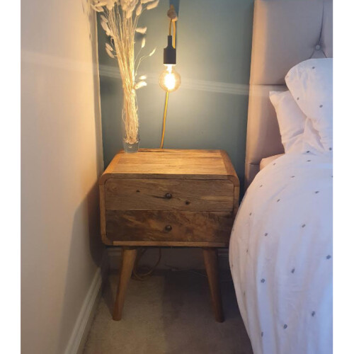 Scandinavian Bedside Table Mid Century Vintage Cabinet Nordic Rustic Solid Wood Unit 1