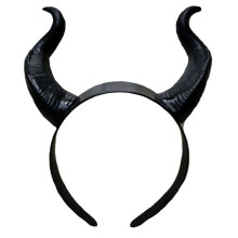 Halloween Witch Long Ox Horn Headband Movie Demon Evil Queen Glitter Hair Hoop Gothic Cosplay Costume Headpiece