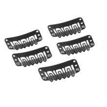 5pcs 6-Teeth Hair Extension Snap Clips Metal Comb Clips U Shape Hairpiece DIY Snap-Comb Wig Clips with Rubber