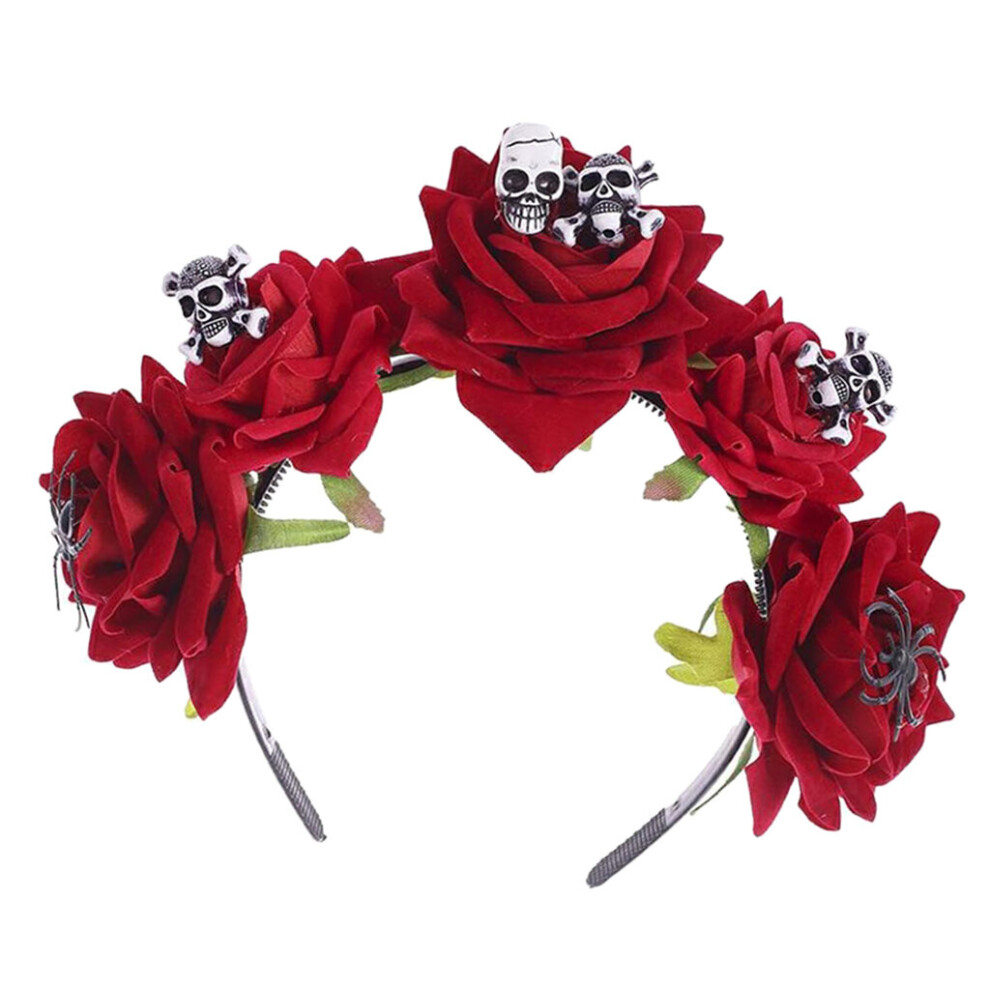 Skull Headband Rose Flower Crown Hairband of The Dead Headband Costume Mexican Headpiece-image-OPC-PBQNR2J-NEW