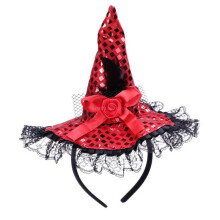 Children Halloween Headband Feather Party Witch Hat Sequins Halloween Witch Hat For Costume Dress Up Party Supply Kids Gift