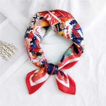 Girl Bohemian Printed Hair Scarf Women Small Silk Scarves French Stripe Lady Hair Tie Scarf Bandanas Headdress