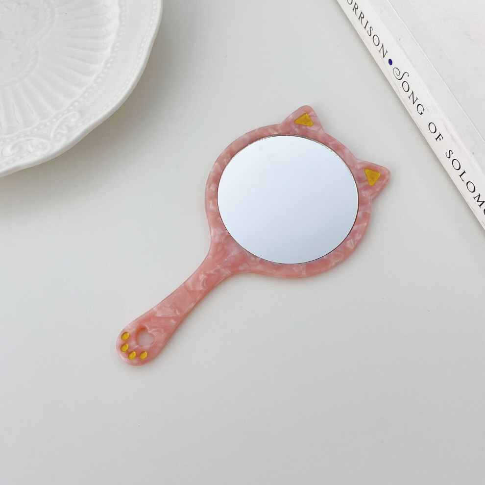 Cat Shape Acetic Acid Geometric Mirror Portable Handheld Mirror Daily Makeup Small Mirror