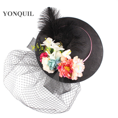 Ivory Wedding Hats And Fascinators For Bride Big Style Floral Dot Veil