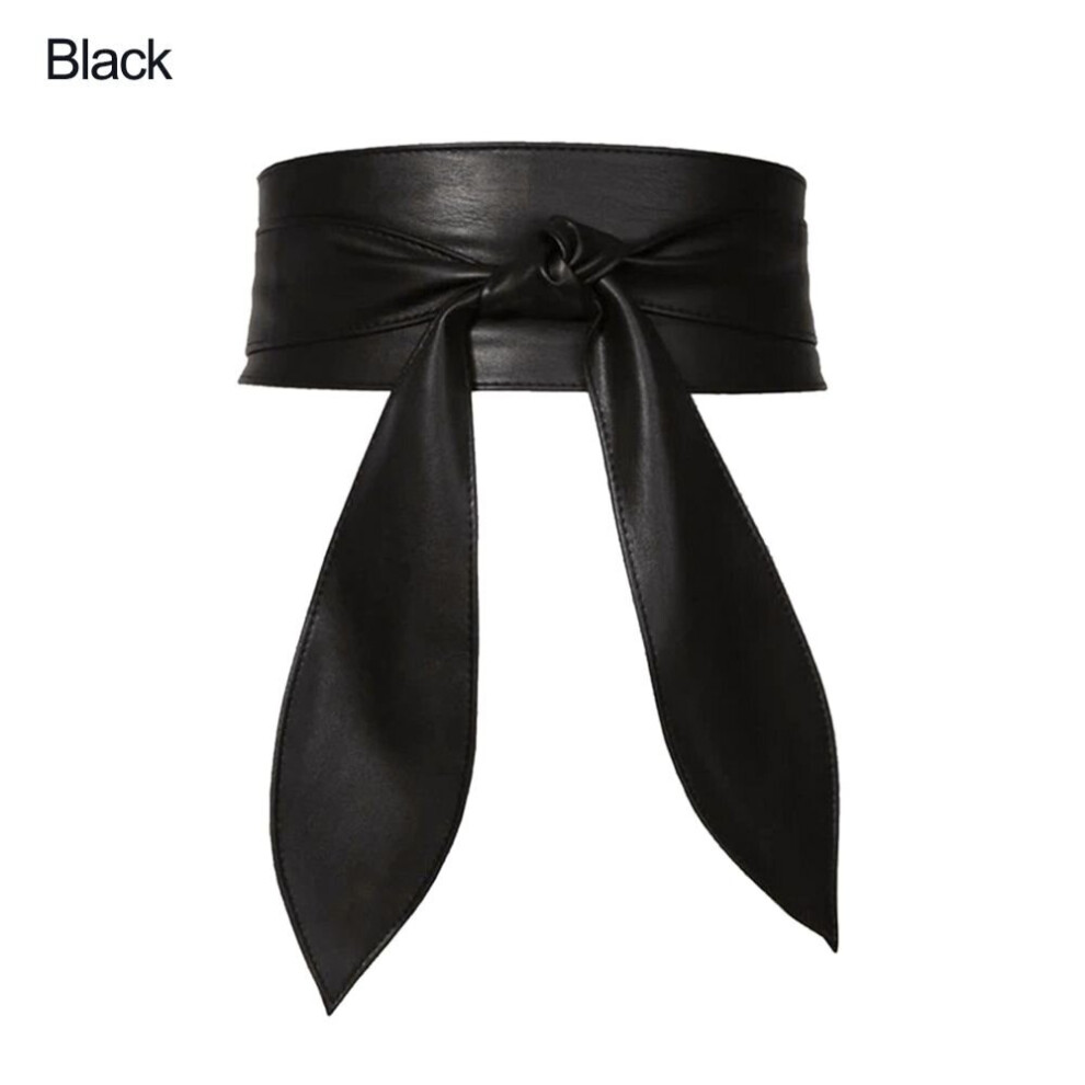 Women's Wide Girdle Bow Ribbon Decorative Waistband Faux Leather Stretch Girdle Belt Strap Wrap Around Tie Corset Cinch-image-OPC-PBQNW9Z-NEW